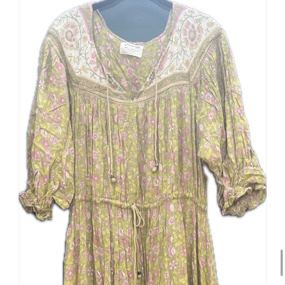 Spell Green and Pink Floral Midi Dress